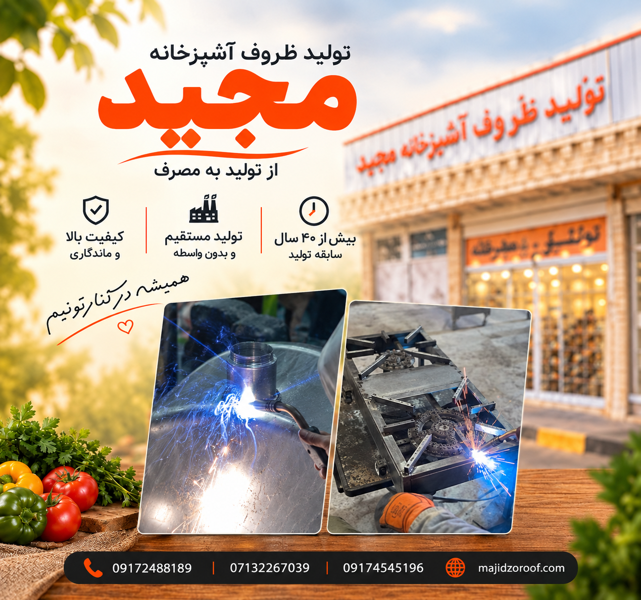 خدمات، تعمیرات و سفارش ساخت ظروف در تولید ظروف آشپزخانه مجید