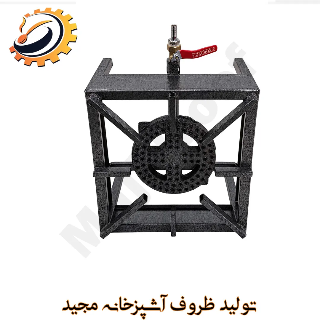 اجاق گاز (پلوپز) پروفیلی تک‌شعله ۳۵×۳۵ با سنگ چدن ۲۰ سانتی‌متری برند مجید